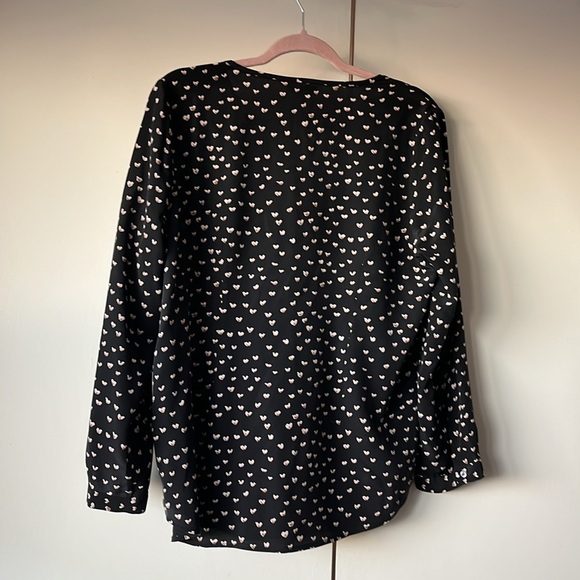 Joie Purine Print 100% Silk Black V Neck Button Down Blouse L - Picture 8 of 10